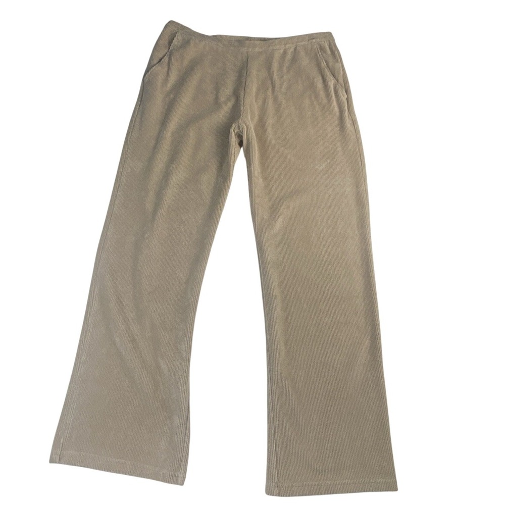 LL Bean Velour Lounge‎ Pants Stretch Ribbed Wide Leg Size L